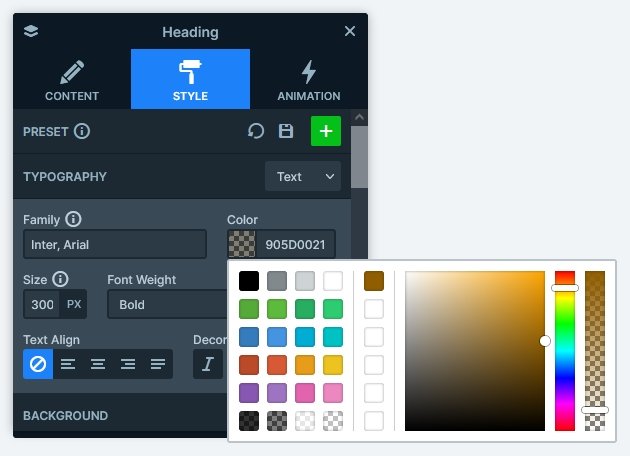 Color picker with the semi-transparent font color