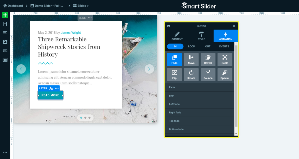 Layer Animations in Smart Slider.